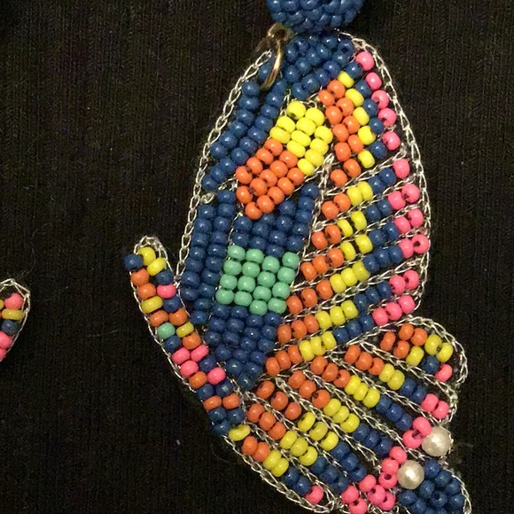 Multi Colored Beaded Butterfly Earrings - Picture 2 of 3